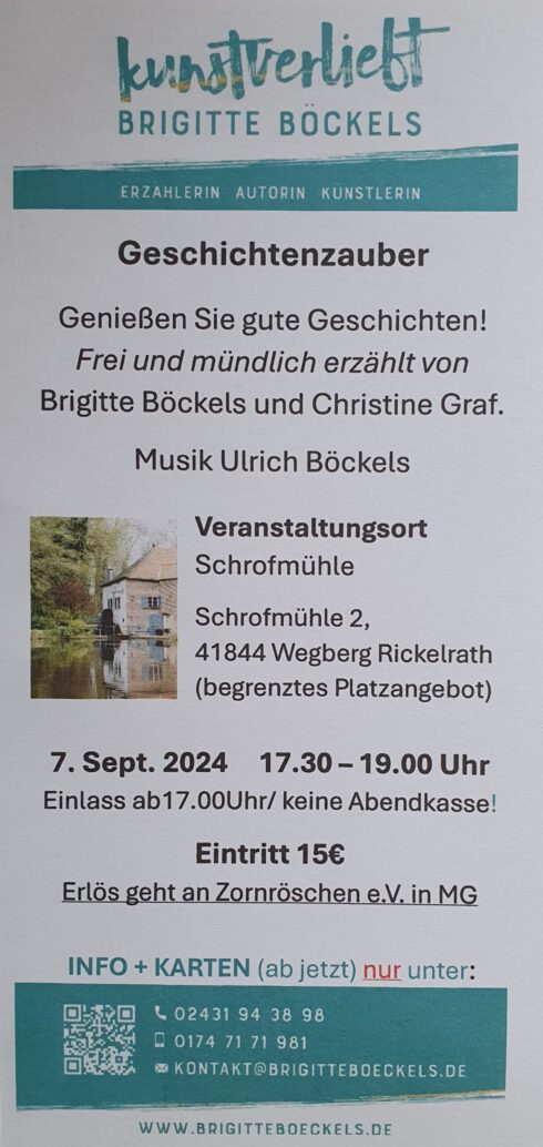Flyer Geschichtenzauber Brigitte Böckels und Christine Graf Schrofmühle